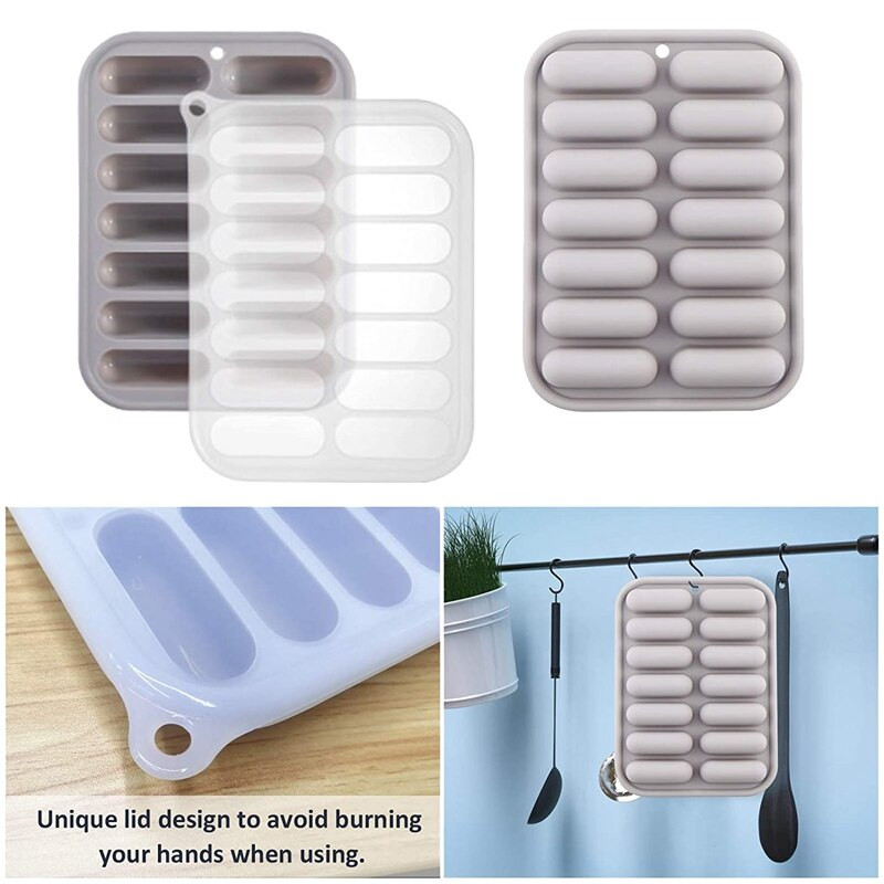 Akcia! 2 ks 14-dutinové formy na müsli tyčinky, silikónová forma na cereálie, klobásy, čokoládu, cukríky, maslo, veterníky, sivé