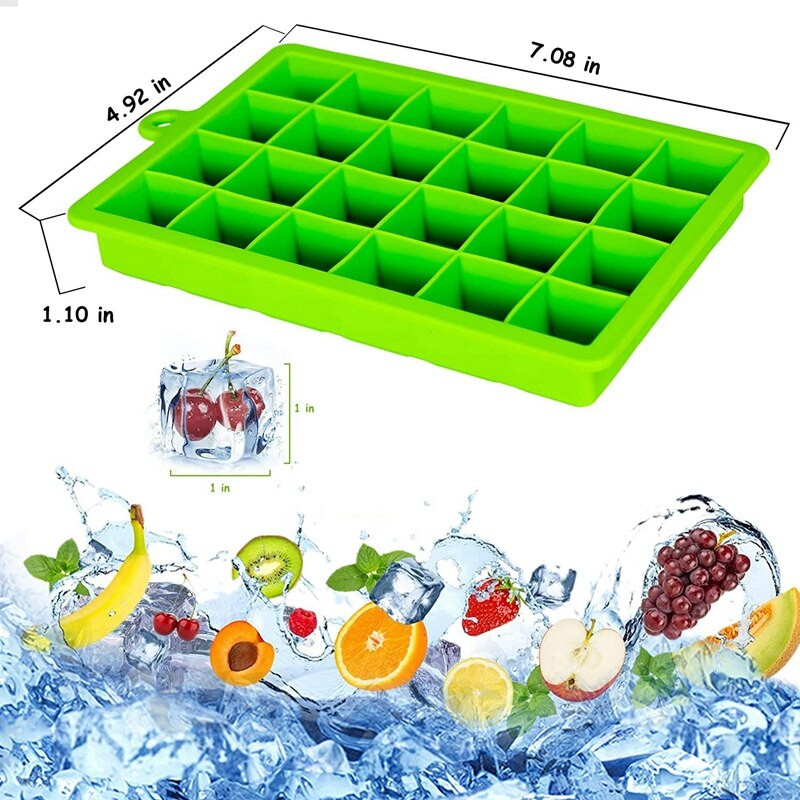 Formičky na ľad - 3 ks silikónových formičiek na ľad s viečkom, odnímateľné a stohovateľné, 24 kociek ľadu v jednej formičke