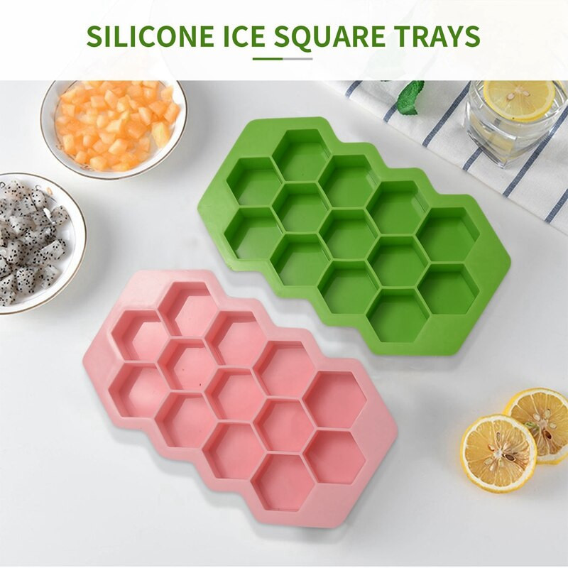 Silikónová forma na ľad s voštinovou mriežkou, forma na výrobník ľadu, forma na výrobu ľadu, forma na výrobu ľadu, forma na výrobu ľadu s voštinovou mriežkou a krytom, ľahko sa vyberá z formy.