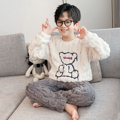 Dviejų dalių siuvinėta žieminė pižama berniukams