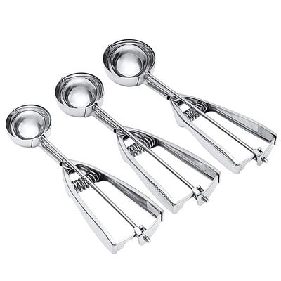 Sada naberačiek na horúcu zmrzlinu a sušienky, naberačka na zmrzlinu z nehrdzavejúcej ocele s uvoľňovačom spúšte na pečenie