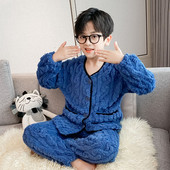 Detské jednofarebné pyžamo na gombíky pre chlapcov