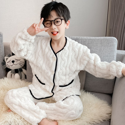 Detské jednofarebné pyžamo na gombíky pre chlapcov