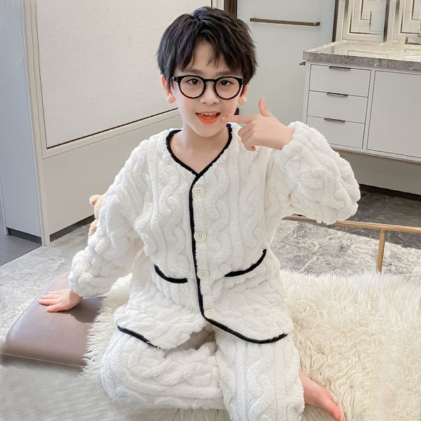 Detské jednofarebné pyžamo na gombíky pre chlapcov