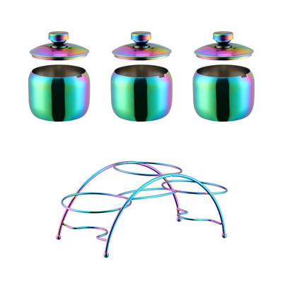 Sada koreniacich hrncov z nehrdzavejúcej ocele 304 Gold, korenie, soľ, cukor, korenie, nádoba s vekom a držiakom na lyžice