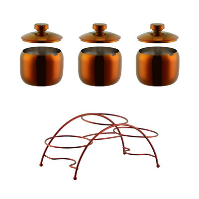 Sada koreniacich hrncov z nehrdzavejúcej ocele 304 Gold, korenie, soľ, cukor, korenie, nádoba s vekom a držiakom na lyžice