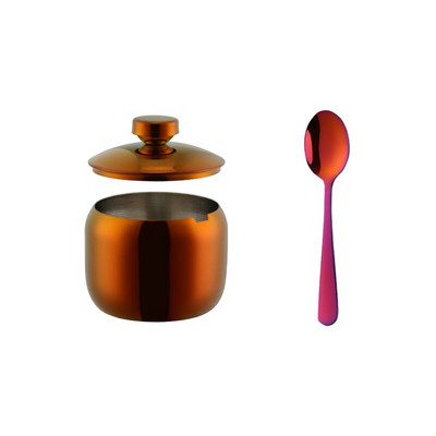 Sada koreniacich hrncov z nehrdzavejúcej ocele 304 Gold, korenie, soľ, cukor, korenie, nádoba s vekom a držiakom na lyžice