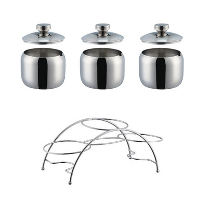 Sada koreniacich hrncov z nehrdzavejúcej ocele 304 Gold, korenie, soľ, cukor, korenie, nádoba s vekom a držiakom na lyžice