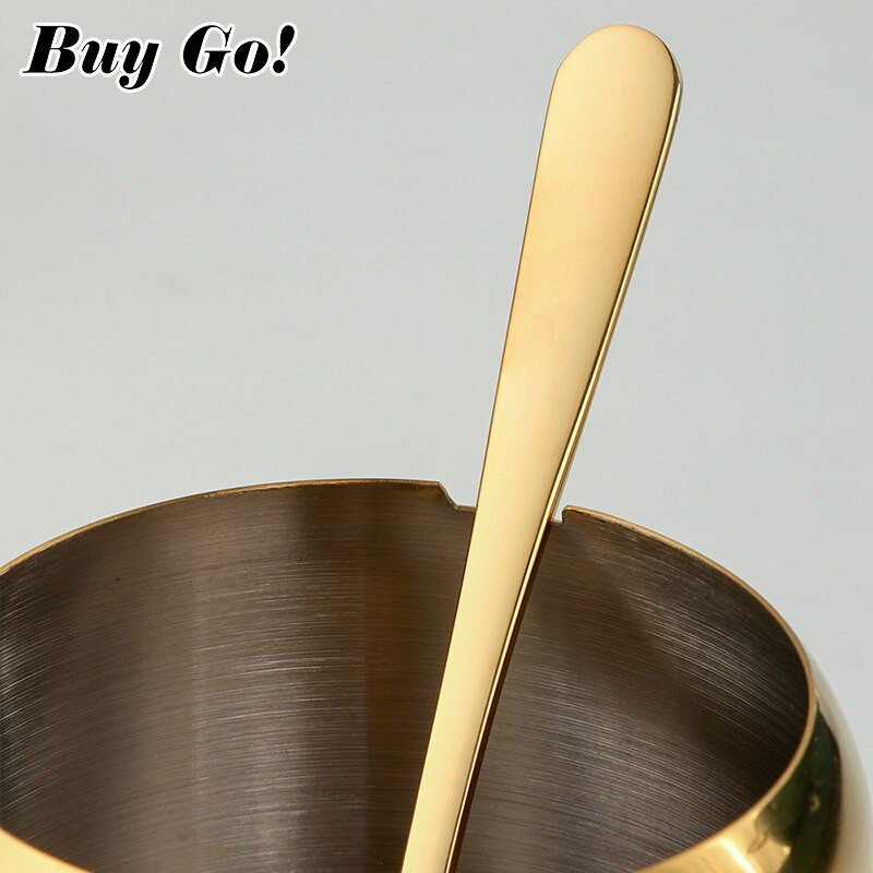 Sada koreniacich hrncov z nehrdzavejúcej ocele 304 Gold, korenie, soľ, cukor, korenie, nádoba s vekom a držiakom na lyžice