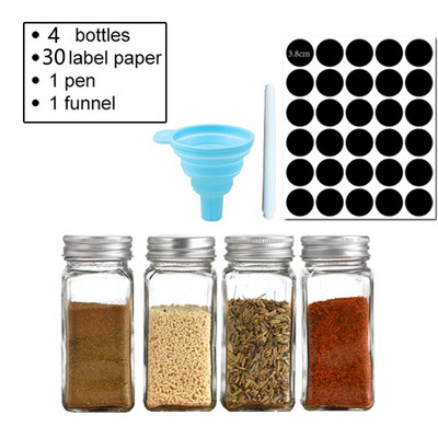 Sklenená nádoba na korenie, korenie, veko, korenie, korenie, fľaša na korenie, sklenené kuchynské potreby a materiály, sada soľničiek