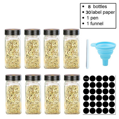 Sklenená nádoba na korenie, korenie, veko, korenie, korenie, fľaša na korenie, sklenené kuchynské potreby a materiály, sada soľničiek