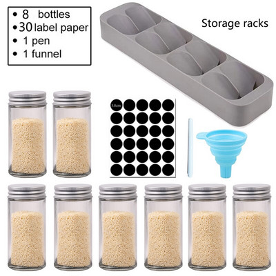 Sklenená nádoba na korenie, korenie, veko, korenie, korenie, fľaša na korenie, sklenené kuchynské potreby a materiály, sada soľničiek