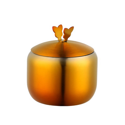 Kuchynský nerezový zlatý korenie korenie hrniec krásny dizajn korenie soľ cukor nádoba korenie pohár nástroj s viečkom a lyžicou