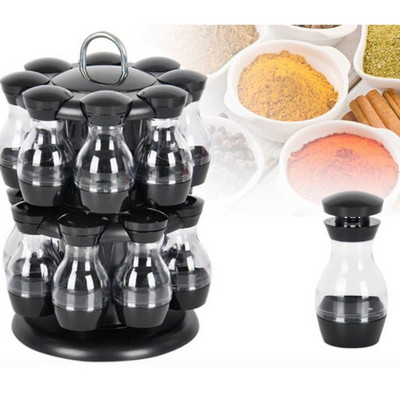 Forgó Cruet fűszeres fűszeres üvegek készlet fűszerekhez paprika spray-k palackok sótartók tartók konyhai tároló állvány rendszerező