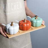 Tekvicová koreniaca krabička na ovocie, koreniaca nádoba, keramická koreniaca krabička, cukor, soľ, korenie, olej, nádržka, fľaša, kuchynské doplnky