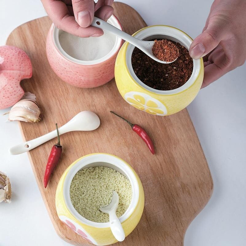 Tekvicová koreniaca krabička na ovocie, koreniaca nádoba, keramická koreniaca krabička, cukor, soľ, korenie, olej, nádržka, fľaša, kuchynské doplnky