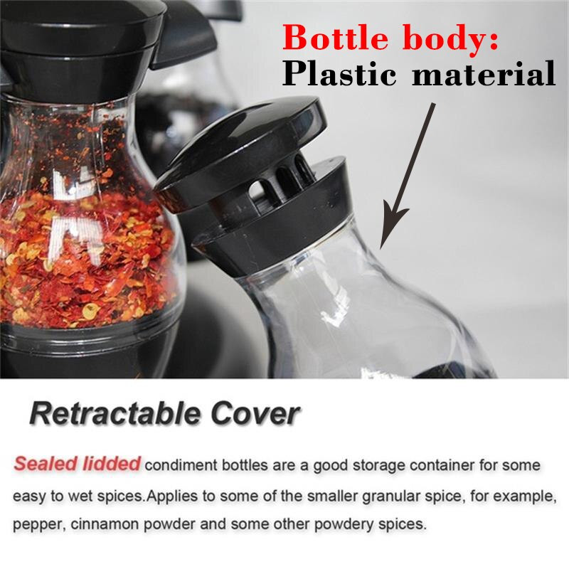 8/16 ks/sada nádob na koreniny a dochucovadlá, priehľadná kuchynská nádoba s otočným držiakom na fľaše