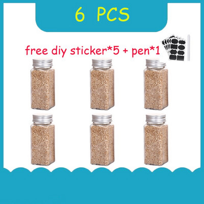 Sada 3-12 ks koreniacich pohárov, štvorcových sklenených nádob, fľaštičiek na korenie, kuchynských, vonkajších, kempingových, koreniacich pohárov, sklenených uzavretých pohárov.