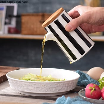 Nordic Black and White Stripes κεραμικό σετ συνδυασμού μπαχαρικών Salt Sugar Oil Sauce Soy Bottle Ξίδι Κατσαρόλα Προμήθειες κουζίνας