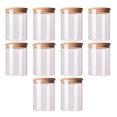 10 ks bambusových drevených viečok, sklenených nádob, vzduchotesných nádob, kuchynských úložných fliaš, pohárov, nádob na potraviny, čaj, kávové zrná, pohára na cukríky