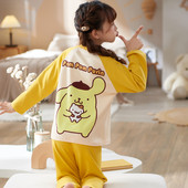 Dječja dvodijelna pidžama dugih rukava za djevojčice s aplikacijama