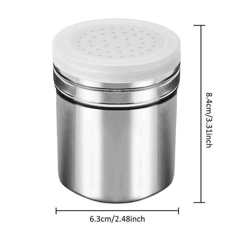 Sada 3 fliaš na korenie Kapmore z nehrdzavejúcej ocele, trepačka na korenie s plastovým viečkom, kuchynské náradie, úložný priestor na prášok