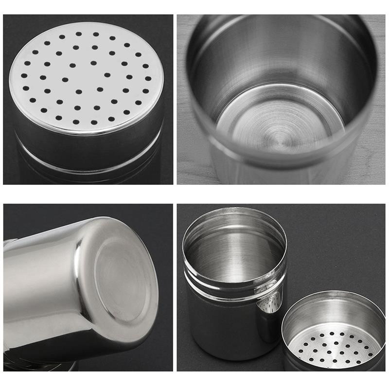 Sada 3 fliaš na korenie Kapmore z nehrdzavejúcej ocele, trepačka na korenie s plastovým viečkom, kuchynské náradie, úložný priestor na prášok