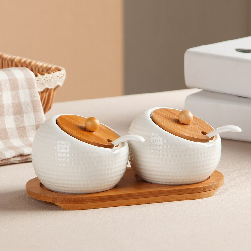 1-7 ks Keramický držiak na paličky Sada kuchynských doplnkov Korenička s dreveným viečkom Korenička Soľnička Sada koreniacich hrncov Drevené