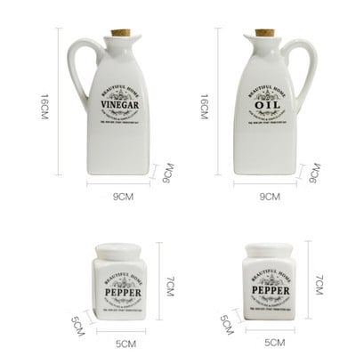 4 ks/sada keramických dóz na korenie s dreveným korkom, kuchynská fľaša na korenie, korenie, ocot, soľnička, kuchynské náradie