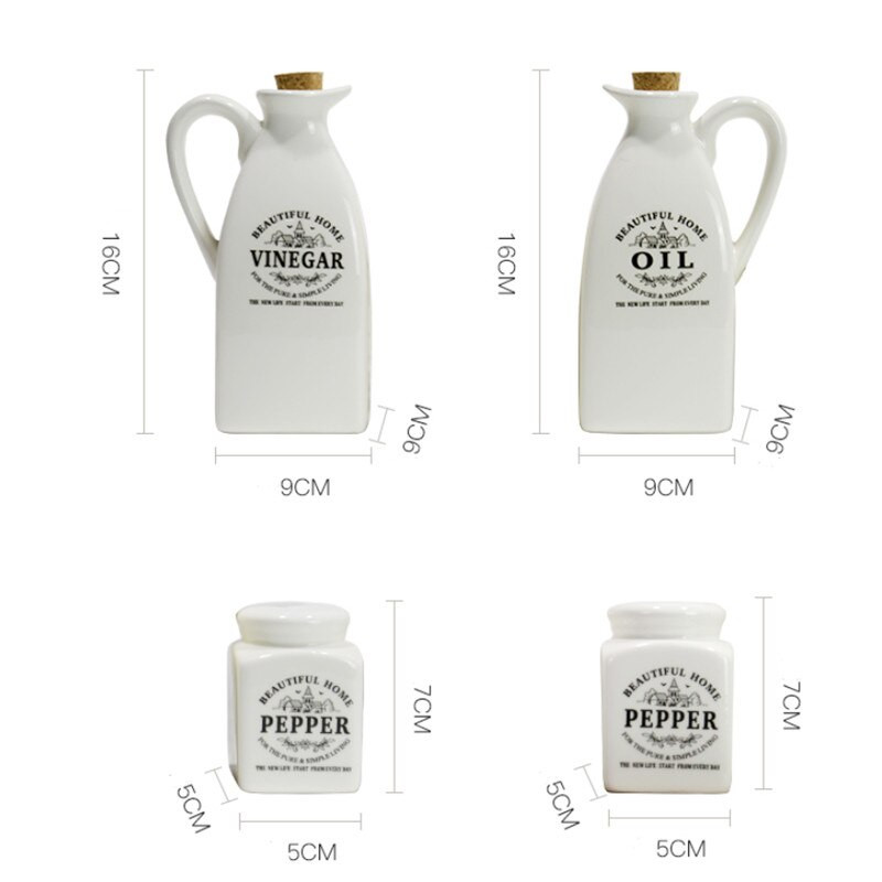4 ks/sada keramických dóz na korenie s dreveným korkom, kuchynská fľaša na korenie, korenie, ocot, soľnička, kuchynské náradie
