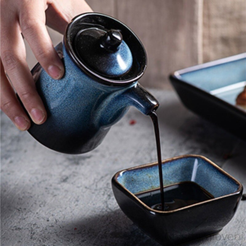 Japonský keramický hrniec na korenie, domácnosť, kreatívny kuchynský olej, soľ, cukor, glutaman sodný, korenie, nálevník na olej