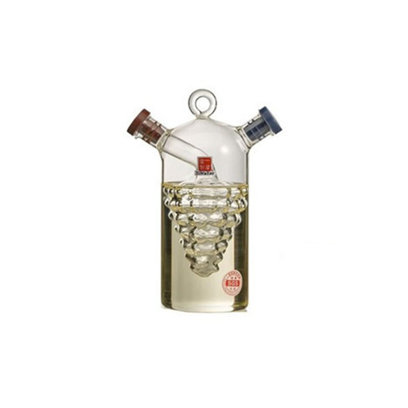 Dvojvrstvová fľaša na omáčkový olej 2 v 1, ocot, sklenená fľaša, korenie, korenie, uzavreté kuchynské úložné fľaše, poháre