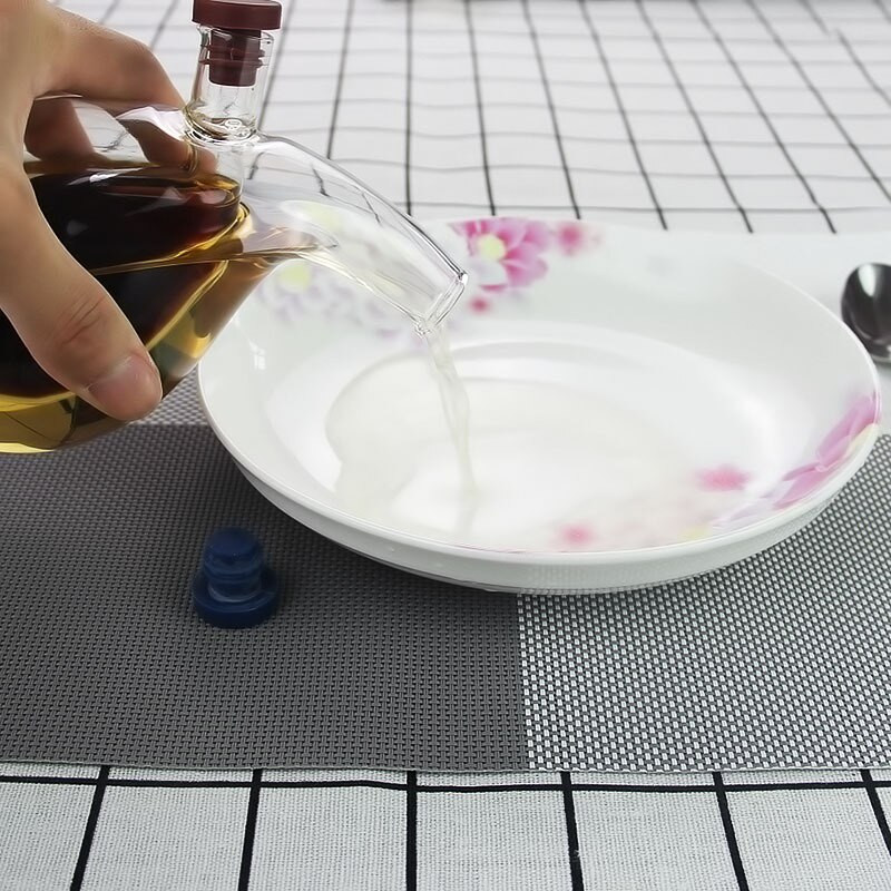 Dvojvrstvová fľaša na omáčkový olej 2 v 1, ocot, sklenená fľaša, korenie, korenie, uzavreté kuchynské úložné fľaše, poháre