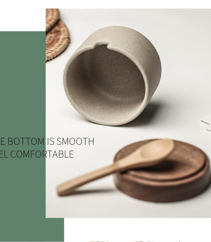 Kuchynská keramická korenie nádoba drevené viečko lyžica základňa soľnička korenie fľaša úložný priestor nádoba na potraviny korenie zásoby