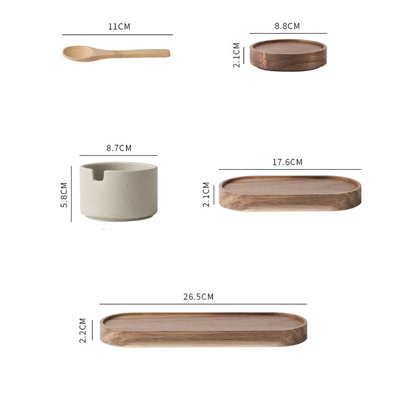 Kuchynská keramická korenie nádoba drevené viečko lyžica základňa soľnička korenie fľaša úložný priestor nádoba na potraviny korenie zásoby