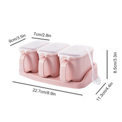 Prieskonių indelio plastikinė nešiojama prieskonių talpyklos prieskonių dėžutė su dangteliu ir etikete ir šaukštu druskos purtyklė virtuvės kelių tinklelių prieskonių dėžutė