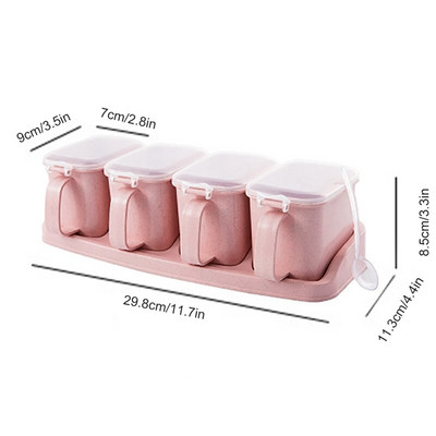 Prieskonių indelio plastikinė nešiojama prieskonių talpyklos prieskonių dėžutė su dangteliu ir etikete ir šaukštu druskos purtyklė virtuvės kelių tinklelių prieskonių dėžutė