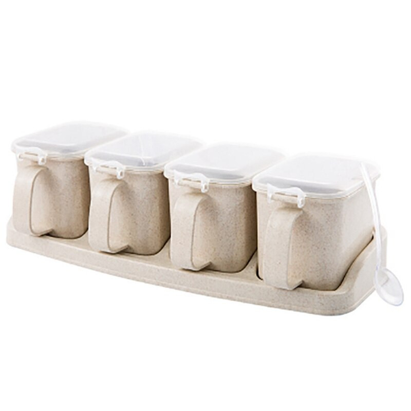 Prieskonių indelio plastikinė nešiojama prieskonių talpyklos prieskonių dėžutė su dangteliu ir etikete ir šaukštu druskos purtyklė virtuvės kelių tinklelių prieskonių dėžutė