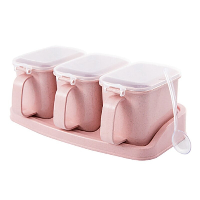 Prieskonių indelio plastikinė nešiojama prieskonių talpyklos prieskonių dėžutė su dangteliu ir etikete ir šaukštu druskos purtyklė virtuvės kelių tinklelių prieskonių dėžutė