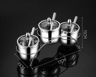 304 Nerūsējošais tērauds Vizuālais stikla vāks Garšvielu kastīte Sāls un piparu burciņas garšvielu kastītei Pudele Ēdiena gatavošanas rīki sāls un piparu komplekts