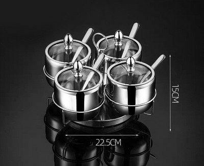 304 Nerūsējošais tērauds Vizuālais stikla vāks Garšvielu kastīte Sāls un piparu burciņas garšvielu kastītei Pudele Ēdiena gatavošanas rīki sāls un piparu komplekts