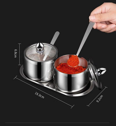 304 Nerūsējošais tērauds Vizuālais stikla vāks Garšvielu kastīte Sāls un piparu burciņas garšvielu kastītei Pudele Ēdiena gatavošanas rīki sāls un piparu komplekts