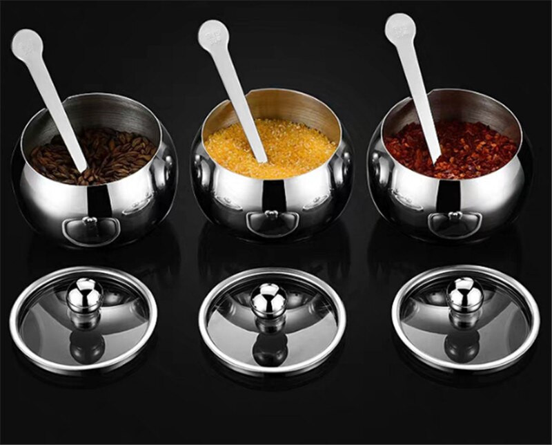 Nerezová oceľ 304, viečko z vizuálne skleneného sklíčka, korenie, soľnička a korenie, poháre na korenie, fľaša, kuchynské náradie, sada soli a korenia