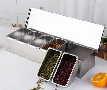 Υψηλής ποιότητας 304 Stainless Steel Seasoning Box Hotel Restaurant chef Seasoning Box με καπάκι Storage Box Οικιακή δεξαμενή καρυκευμάτων