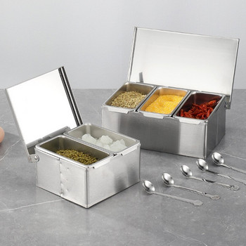 Υψηλής ποιότητας 304 Stainless Steel Seasoning Box Hotel Restaurant chef Seasoning Box με καπάκι Storage Box Οικιακή δεξαμενή καρυκευμάτων