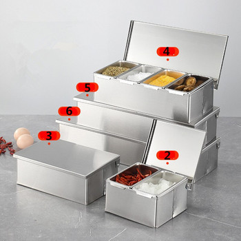 Υψηλής ποιότητας 304 Stainless Steel Seasoning Box Hotel Restaurant chef Seasoning Box με καπάκι Storage Box Οικιακή δεξαμενή καρυκευμάτων