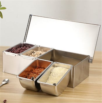 Υψηλής ποιότητας 304 Stainless Steel Seasoning Box Hotel Restaurant chef Seasoning Box με καπάκι Storage Box Οικιακή δεξαμενή καρυκευμάτων