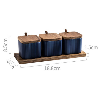 Štvorcová vertikálna vzorovaná keramická koreniaca nádoba Matná farebná glazúra Soľ a cukornička Koreniaca nádoba