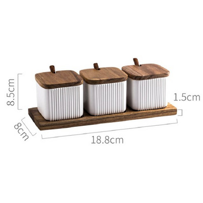 Štvorcová vertikálna vzorovaná keramická koreniaca nádoba Matná farebná glazúra Soľ a cukornička Koreniaca nádoba