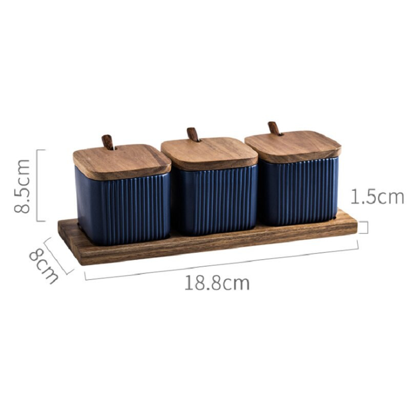 Štvorcová vertikálna vzorovaná keramická koreniaca nádoba Matná farebná glazúra Soľ a cukornička Koreniaca nádoba